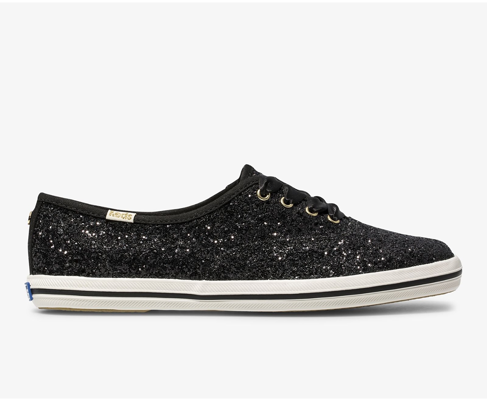 Πανινα Παπουτσια Γυναικεια - Keds Kate Spade New York Champion Glitter - Μαυρα - MAYHZ5297